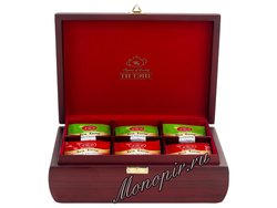 Подарочный набор Ти Тэнг  чай черный и зеленый в пакетиках (Деревянная шкатулка)
