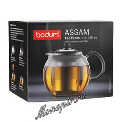 Чайник заварочный с прессом хром Bodum Assam 1л (1801-16)