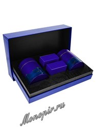Коробка подарочная в подарочном пакете + 2 банки + 2 коробки синие (box-005)