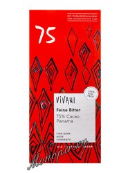 Vivani Шоколад органик Горький 75% с кокосовым сахаром 80 г (Feine Bitter)