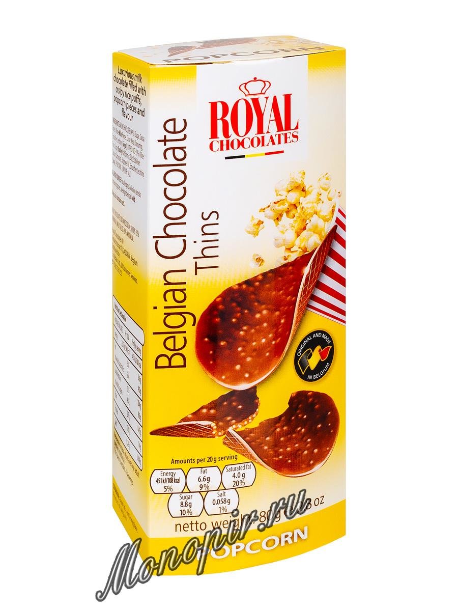 Шоколадные чипсы Belgian Thins Popcorn (Royal) 80 г