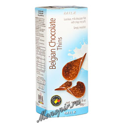 Шоколадные чипсы Belgian Chocolate Thins Молочный 80 гр