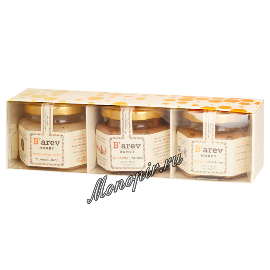Подарочный набор Меда Barev honey (цветочный луговой, корица, имбирь)