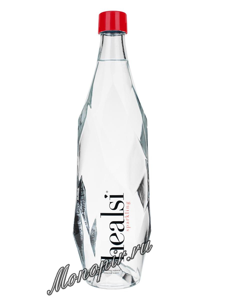 Вода Healsi Glass Sparkling минеральная газированная, стекло 0,85 л (Красная крышка)