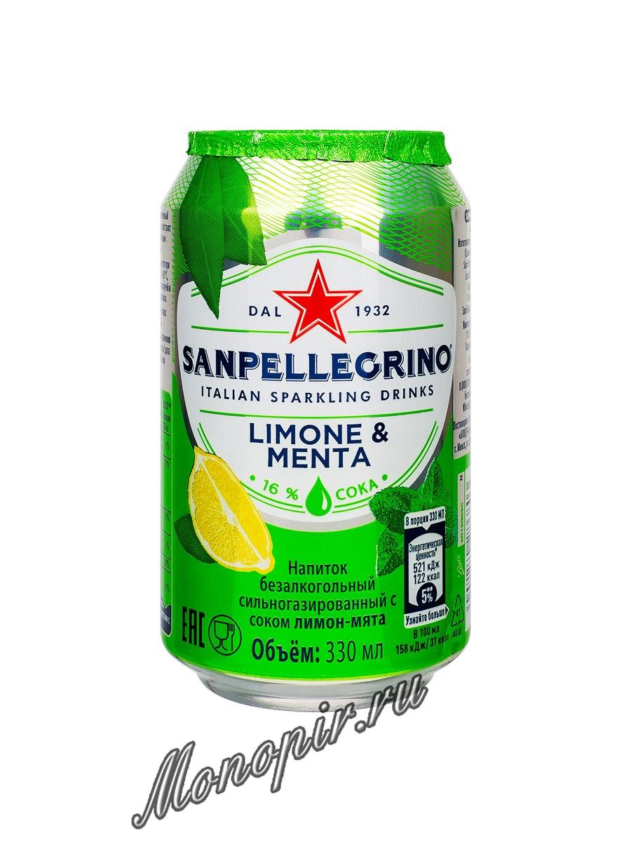 Газированный напиток San Pellegrino Лимон и Мята ж.б. 330 мл