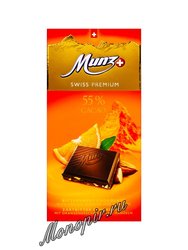 Munz Горький шоколад 55% CACAO с апельсином и миндалем 100 г