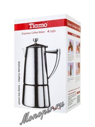 Кофеварка гейзерная Tiamo нержавеющая сталь на 4 персоны (B20-400)