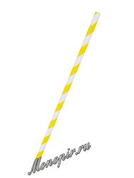 Паперскоп Трубочки бумажные Леденец желто-белый в индивидуальной упаковке 6x200 мм (200) шт