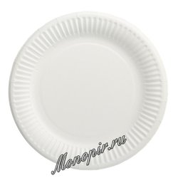 Бумажные тарелки Snack Plate белые мелованные d230 мм (100шт)